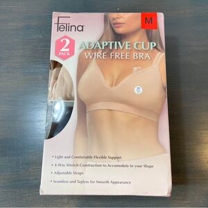 Felina Adaptive Cup Wire-Free Bra – 2 Pack – Nude/Beige – Size M – NWT